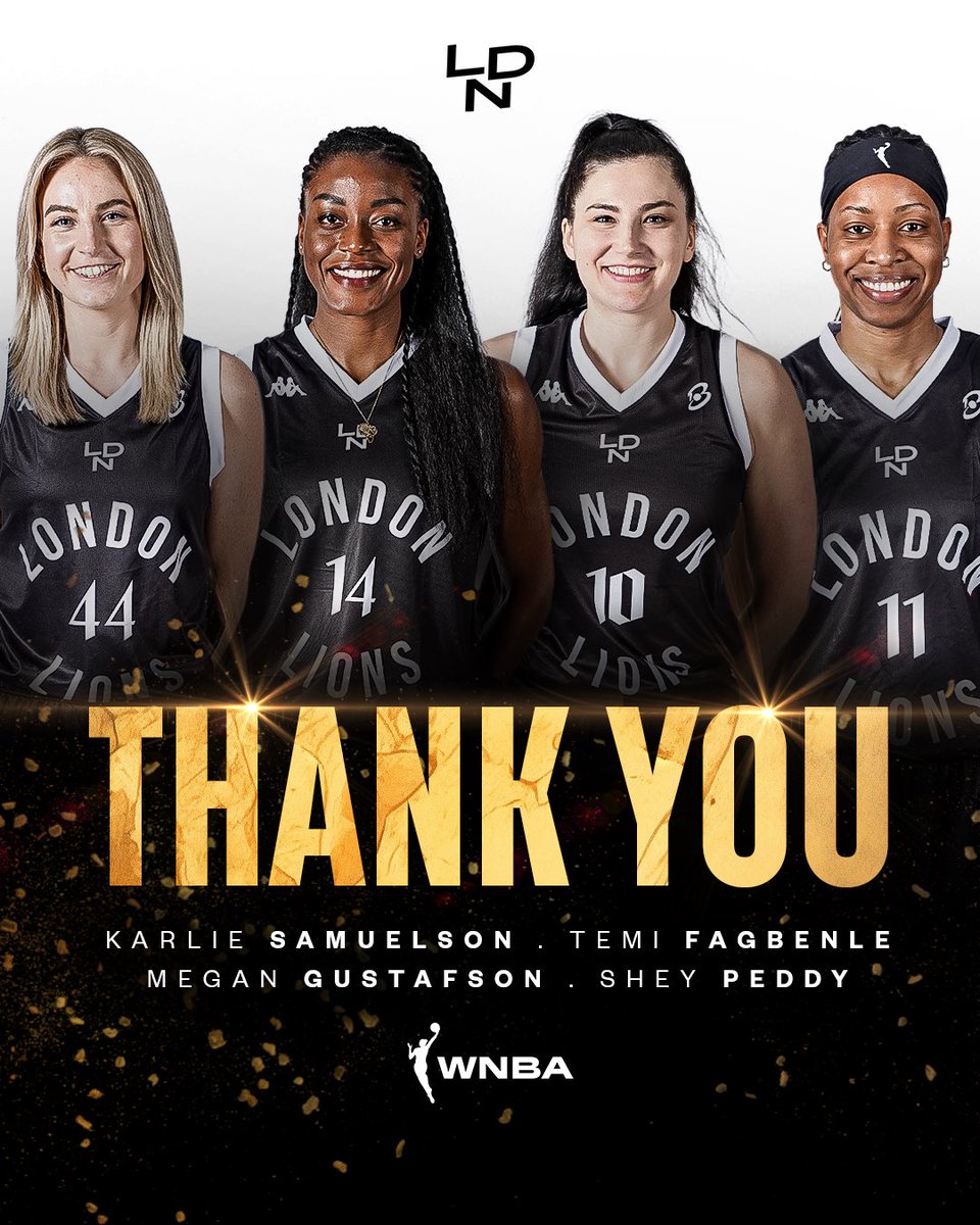 Thank you Karlie, Temi, Megan & Shey 🦁🫡 Good luck to these 4 Lions players as they head to the WNBA for the 2024 season 🏀 #WeAreLondon