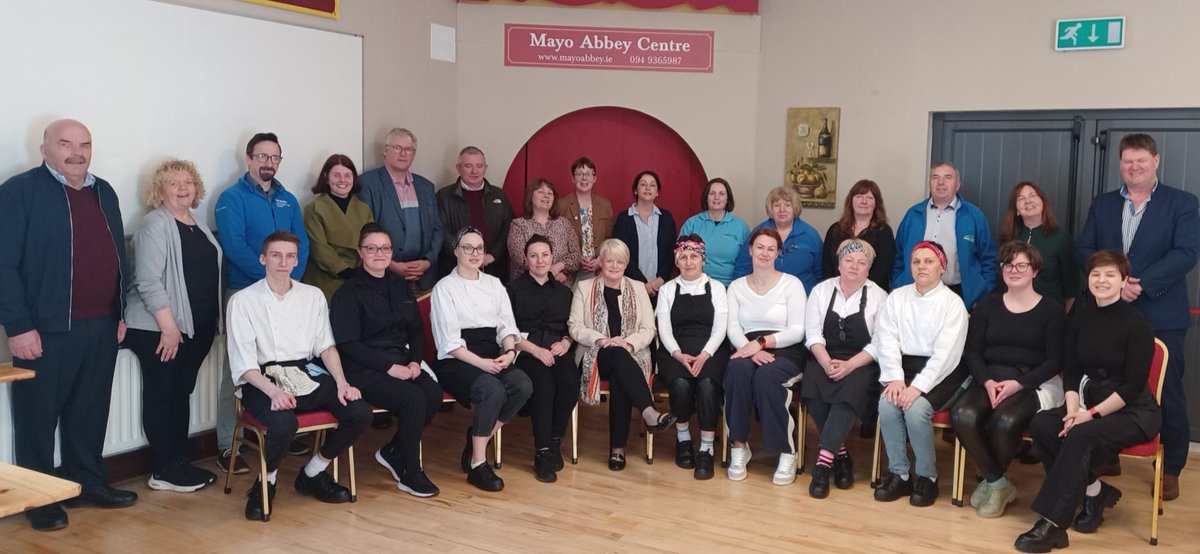 A celebration of food in Mayo Abbey Training Centre, a local initiative providing Hospitality Skills Training for #Ukrainian people in Achill. Success is demonstrated by participants on the course receiving employment opportunities in tourism & hospitality businesses in Achill.