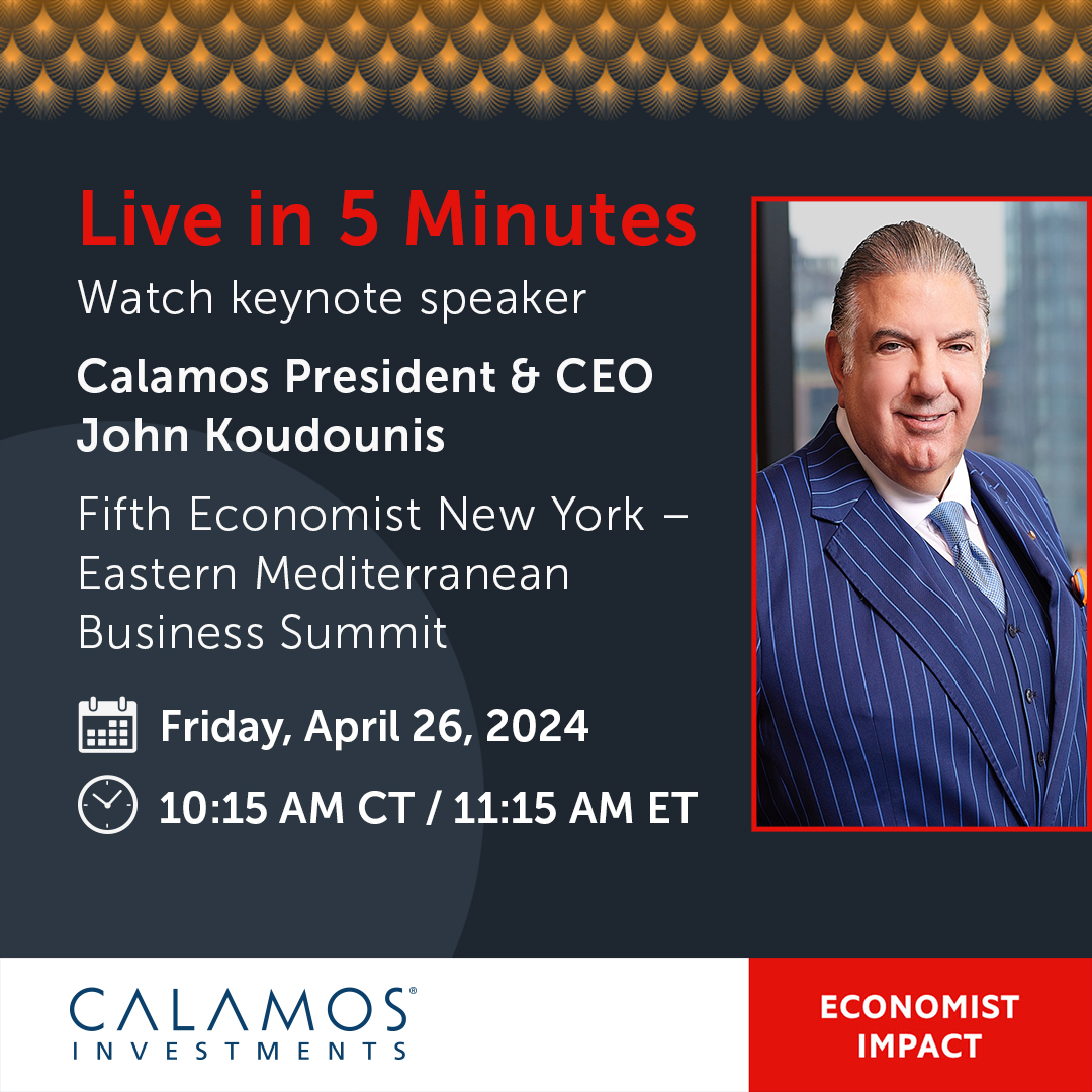 Live in 5! Calamos President and CEO @jkoudounis takes the stage at The Economist Impact SE Europe Events – #EconNYSummit to discuss the sustainability challenges faced post-COP28: okt.to/o127FD