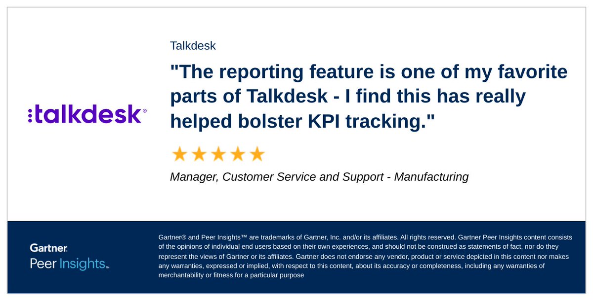 We want to hear from you on this five star Friday 🌟🌟🌟🌟🌟 What's your favorite Talkdesk feature and why? Learn more about why Talkdesk's reporting is this user's favorite feature here: bit.ly/3xCSgxl #FiveStarFriday #TalkdeskAI #AI #CX