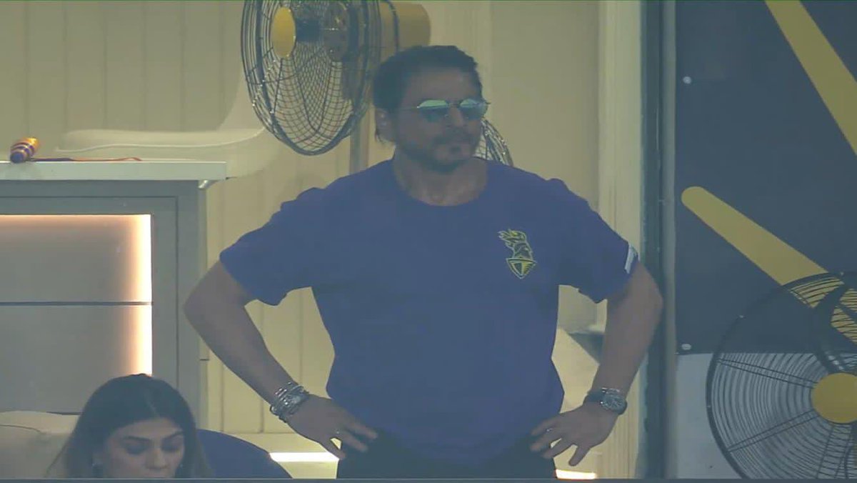 Crowd has come to cheer #KKR so is our @iamsrk too standing & cheering for KKR at #EdenGardens! 
Thats our 👑 @KKRiders owner #ShahRukhKhan 
#KKRvPBKS #KKRHaiTaiyaar  #IPL2024 #IPL