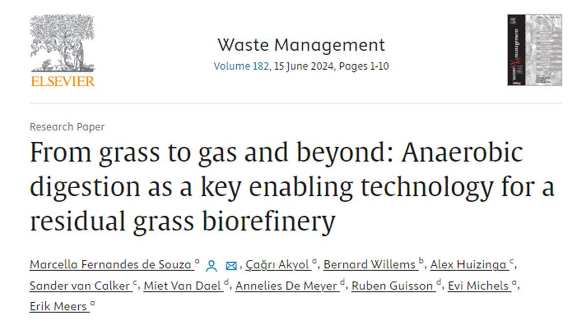 📢New paper out! Roadside grass clippings were used for producing biogas, bio-based fertilizer, and bio-based materials Dry anaerobic digestion was the best configuration, but upscaling of the technology still needs improvement @Erik_Meers @cellafsouza @FbwUGent @Bioref_Cluster