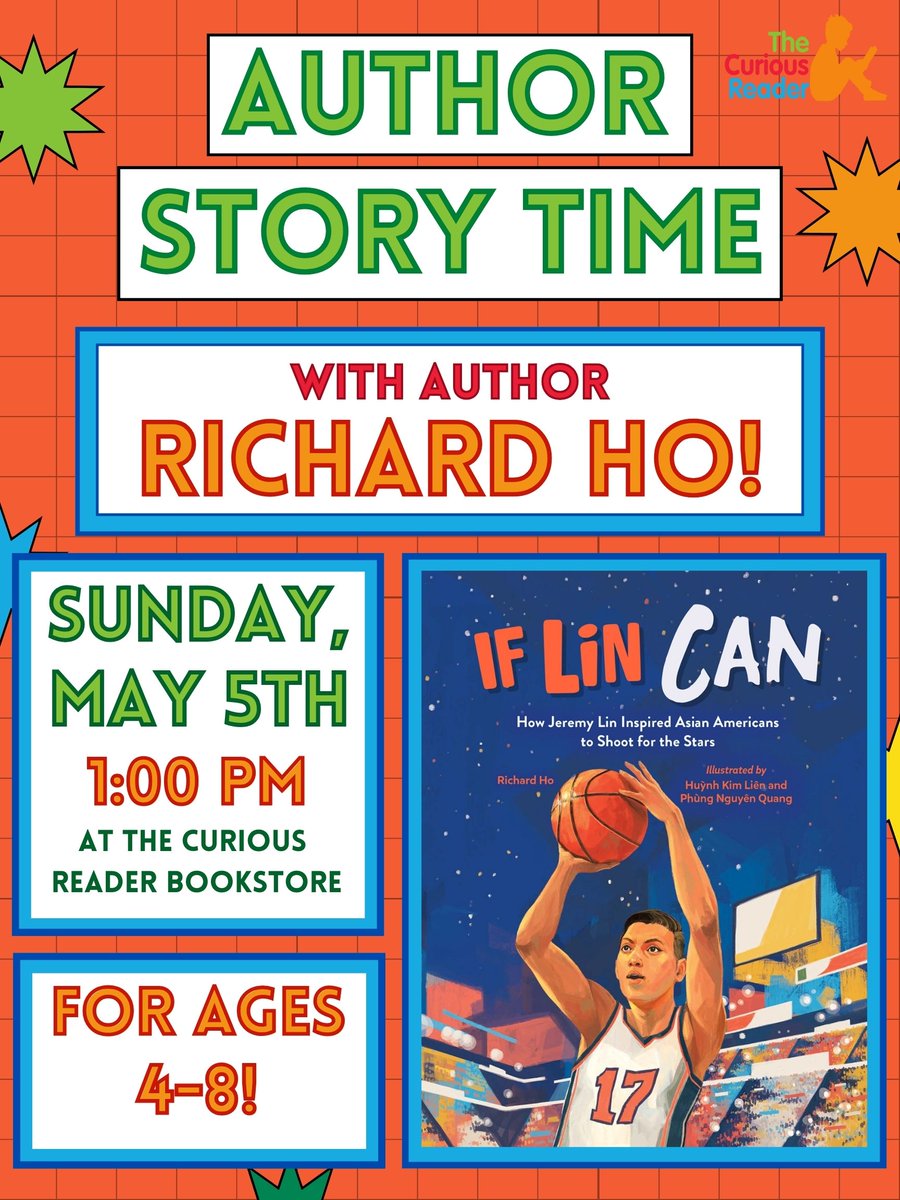 Join me on Sunday, May 5 for an author story time at @curiousreaderNJ! I'll be reading IF LIN CAN and totally geeking out about Linsanity, sports, and all things kidlit. We're gonna have a ball! 🏀🏀🏀