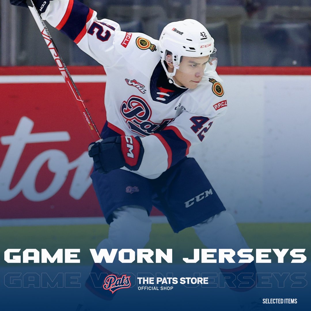 👕Game-worn jerseys are now available for purchase! 🔥  Act fast – these exclusive jerseys won’t last long! Visit the Pats store or patsstore.ca now. 🏒💥 #GameWornJerseys #ThePatsStore #ReginaPatsHockey