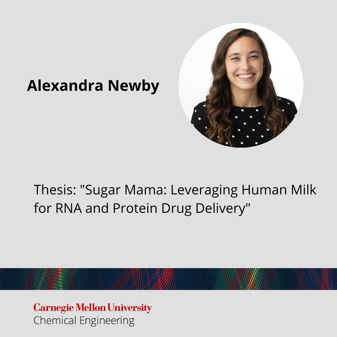 Congratulations to Alexandra Newby on a successful dissertation defense! Title: 'Sugar Mama: Leveraging Human Milk for RNA and Protein Drug Delivery'