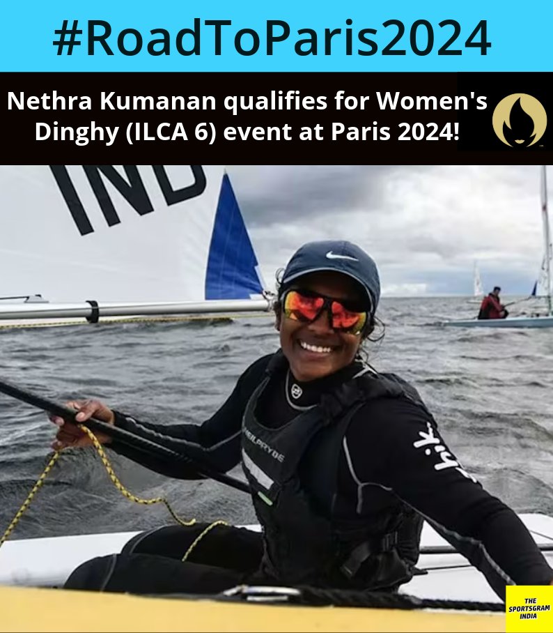 Nethra is a 2-time Olympian! ⛵️🇮🇳

She qualifies for Paris 2024 through the emerging nations quota place!

#Sailing | #RoadtoParis2024 | #Paris2024