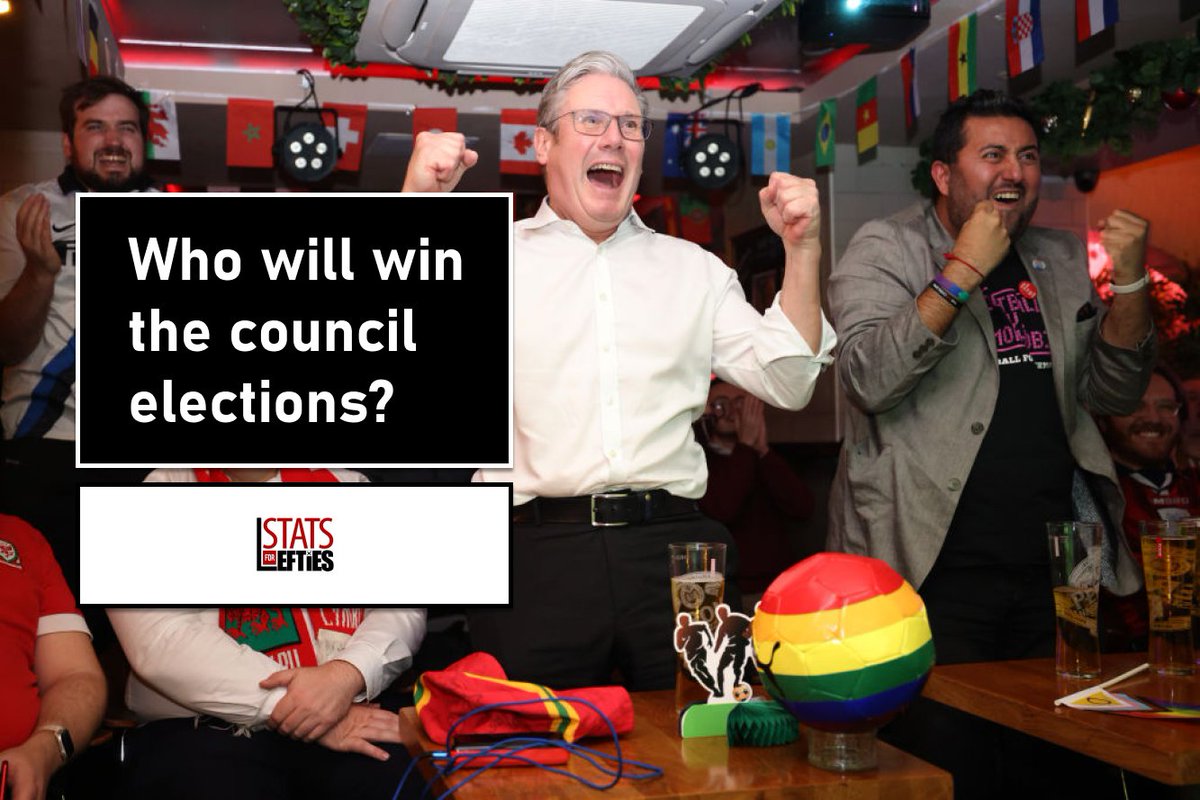 Who will win the local council elections? The 2022 and 2023 results suggest another big victory for Labour. But should we expect that? My final pre-election preview 👇 LINK: statsforlefties.com/2024/04/26/who…