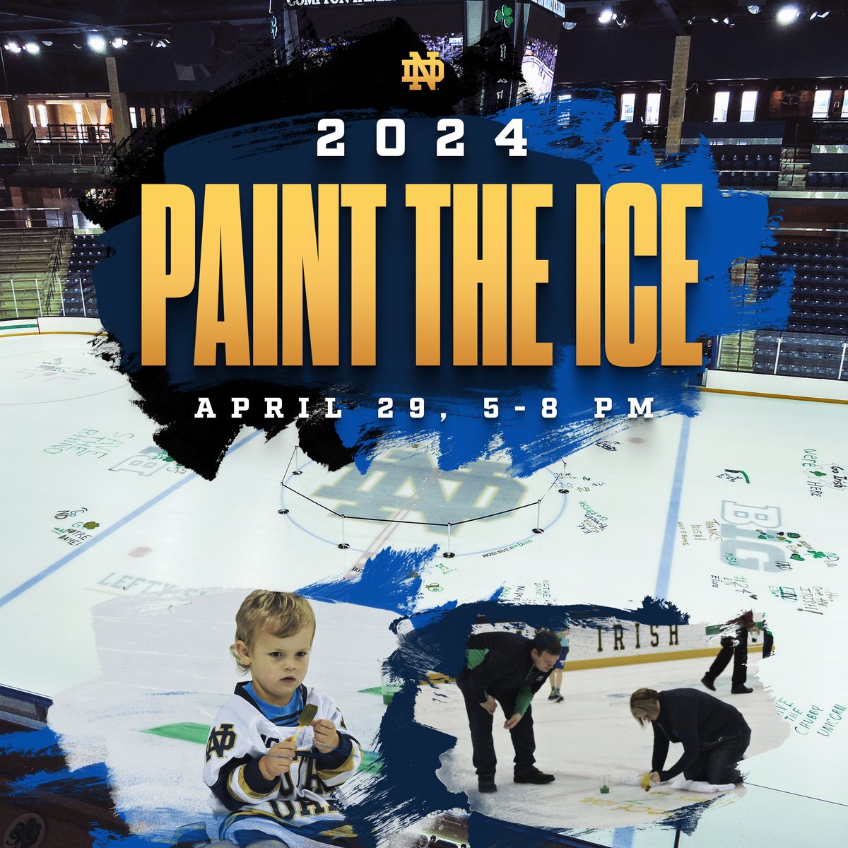 It's back 👀 Join us Monday evening for an exciting event inside @NDCFIA! Details in the link below. 🔗 fightingirish.com/paint-the-ice-… #GoIrish