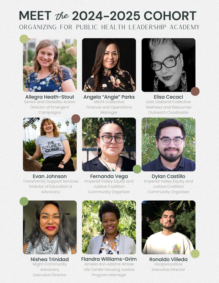 Introducing the 2024-25 Organizing for Public Health Leadership Academy Cohort! #OPHLA is a co-learning space where community leaders build power with each other to deepen their public health work. Learn more about the program here: bit.ly/3UBvFdR