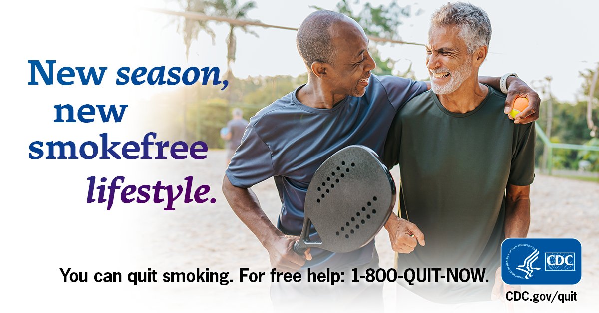 CDCTobaccoFree's tweet image. As summer approaches, it&apos;s the perfect time to adjust your lifestyle. Try a new sport, hobby, or decide to quit smoking to kick off summer in the right direction. For more ideas to quit, visit CDC.gov/quit.