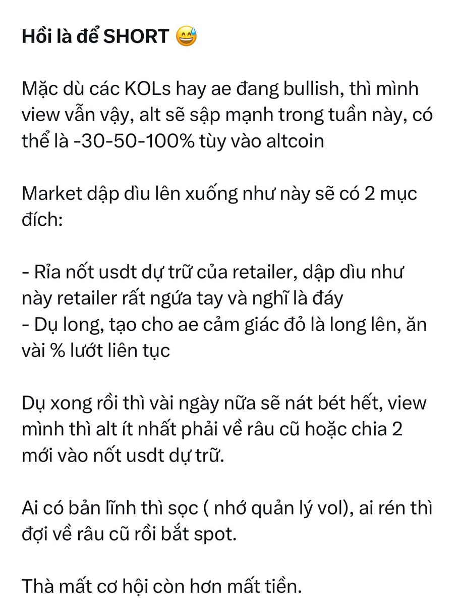 Lướt mạng giải trí và va phải view của một kols nào đó như trong hình. Altcoin -100% trong tuần này! Dù có giảm đến mấy thì phép chia chỉ tiến đến một tiệm cận nhỏ, không thể -100% trong 1 tuần dù là coin rác. Về mặt toán học -100% trong tuần nghĩa là…