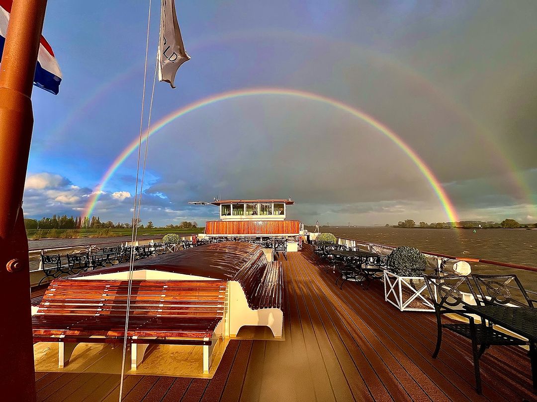 Double the magic, double the wonder! Witnessing a breathtaking double rainbow over our beloved River Queen. #ExploreUniworld 📷 Cruise Manager Rik