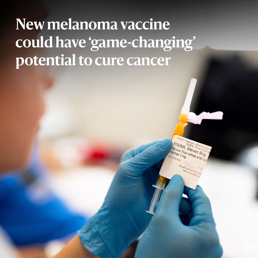 Doctors are trialling the world’s first personalized mRNA cancer vaccine for melanoma — which affects about 132,000 people a year. The vaccine showed a dramatically reduced risk of cancer returning in patients, which experts are hailing as 'game-changing.' yhoo.it/4bfaiEG