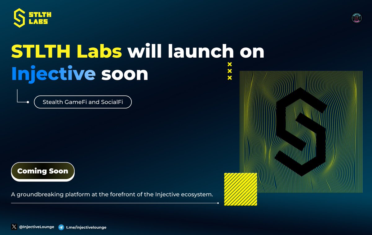 .<a href="/stlthlabs/">STLTH Labs 🧪</a> is about to launch soon on <a href="/injective/">Injective 🥷</a> 🔥

STLTH Labs is to harness the power of the Injective blockchain to forge groundbreaking GameFi and SocialFi experiences.

<a href="/stlthlabs/">STLTH Labs 🧪</a> is launching their CW404 collection $CHI with a ninja aura for a unique NFT experience.