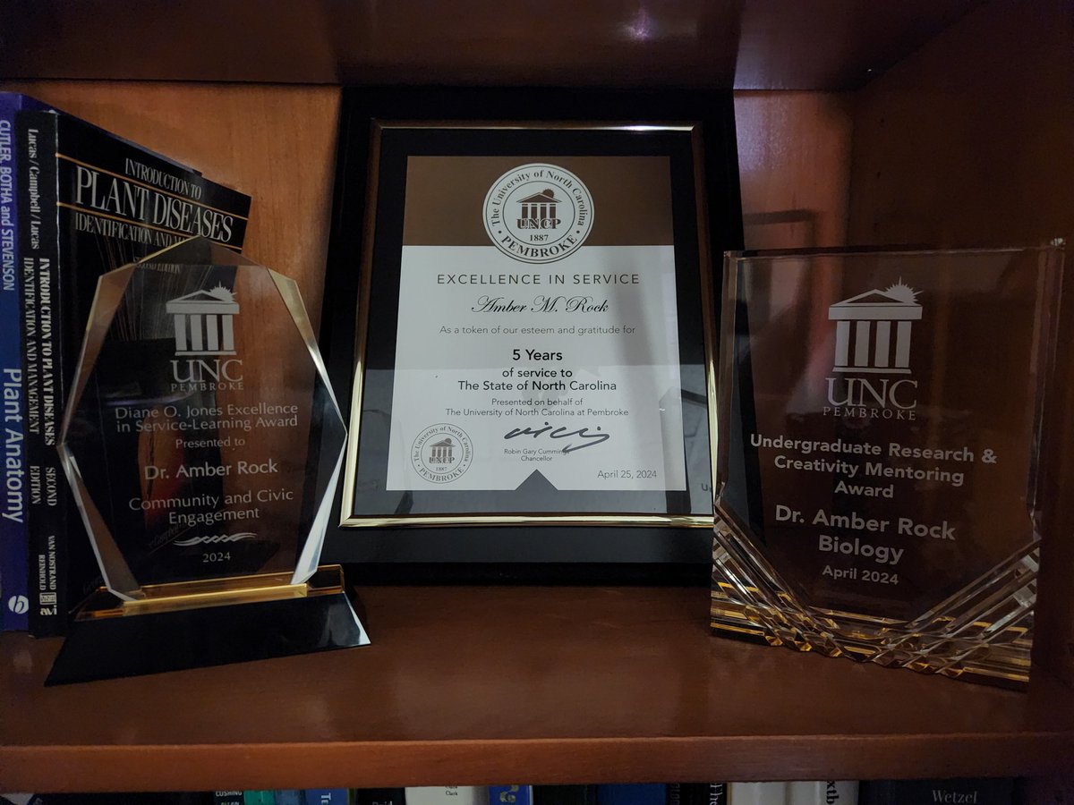 Picked up some new hardware at the <a href="/uncpembroke/">UNC Pembroke</a> faculty banquet last night! I am honored and humbled to be selected for these awards - there are many faculty doing amazing work at UNCP, and I am lucky to be counted among them! <a href="/uncpcas/">UNCP College of Arts and Sciences</a> <a href="/BraveBiology/">UNCP Biology</a> <a href="/UNCP_CCE/">UNCP Serve</a> @UNCPPURC