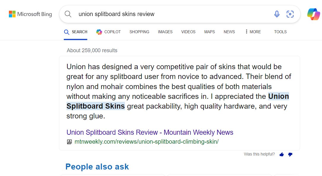 Bing ranks Mountain Weekly for this query as top-1. Just saying