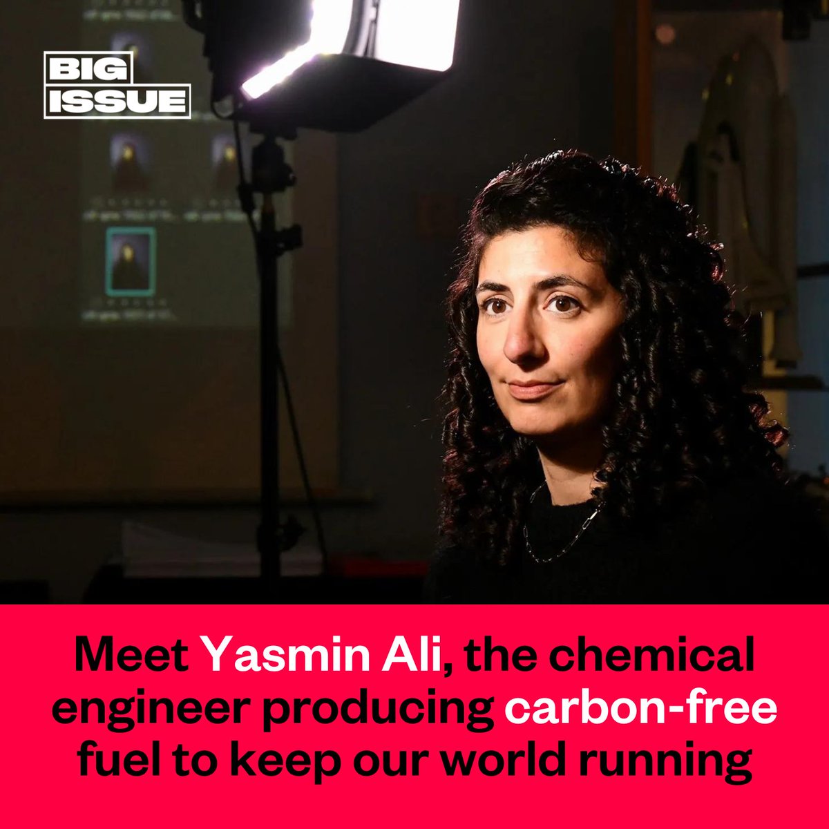 Fossil fuels are running out. 🛢️🚫 Fortunately, chemical engineers are not running out of ideas. 💡 Meet Yasmin Ali (@EngineerYasmin); she, and others in electrolytic hydrogen production, are turning water into hydrogen fuel. ⛽️🚗 Learn more. 👇 bigissue.com/news/environme…