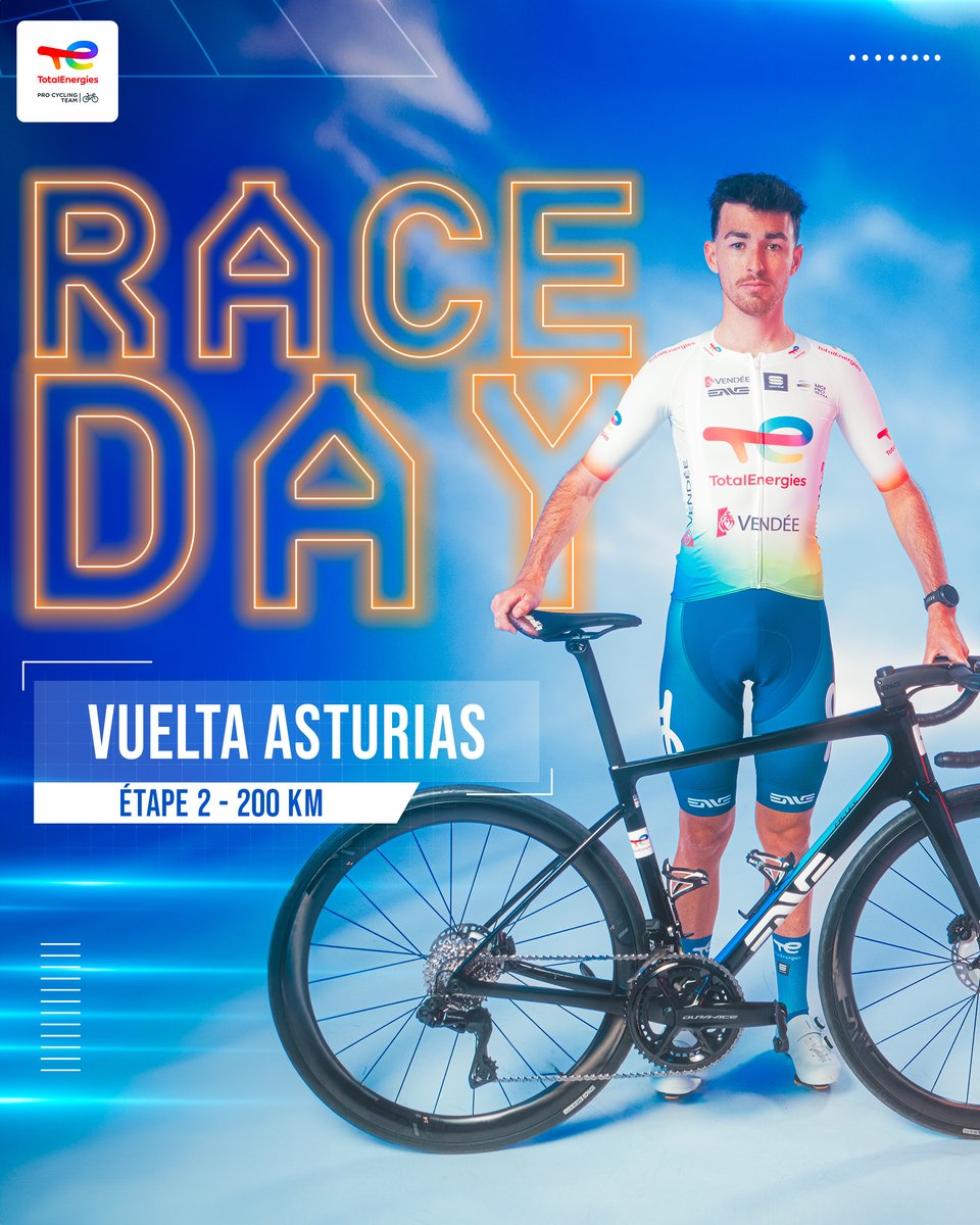 🏁 𝐑𝐀𝐂𝐄𝐃𝐀𝐘 🏁 🇪🇸 | Étape 2 - @vueltasturias ⏰ | 12:05 📍 | Ribera de Arriba › Ribadesella 🛣 | 200km #️⃣ | #AllezTotalEnergies #VueltaAsturias2024