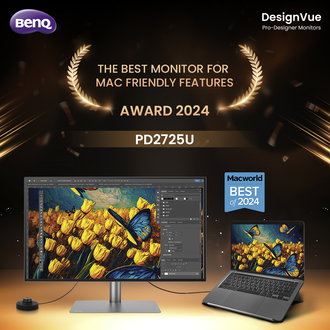 BenQ #AQCOLOR is proud to announce that its #PD2706UA designer monitor has been awarded the Best Monitor for Mac-friendly features by @MacWorld 'The display provides 4K resolution with support for HDR10, which is good value at this price. Connectivity is good too, with HDMI and…