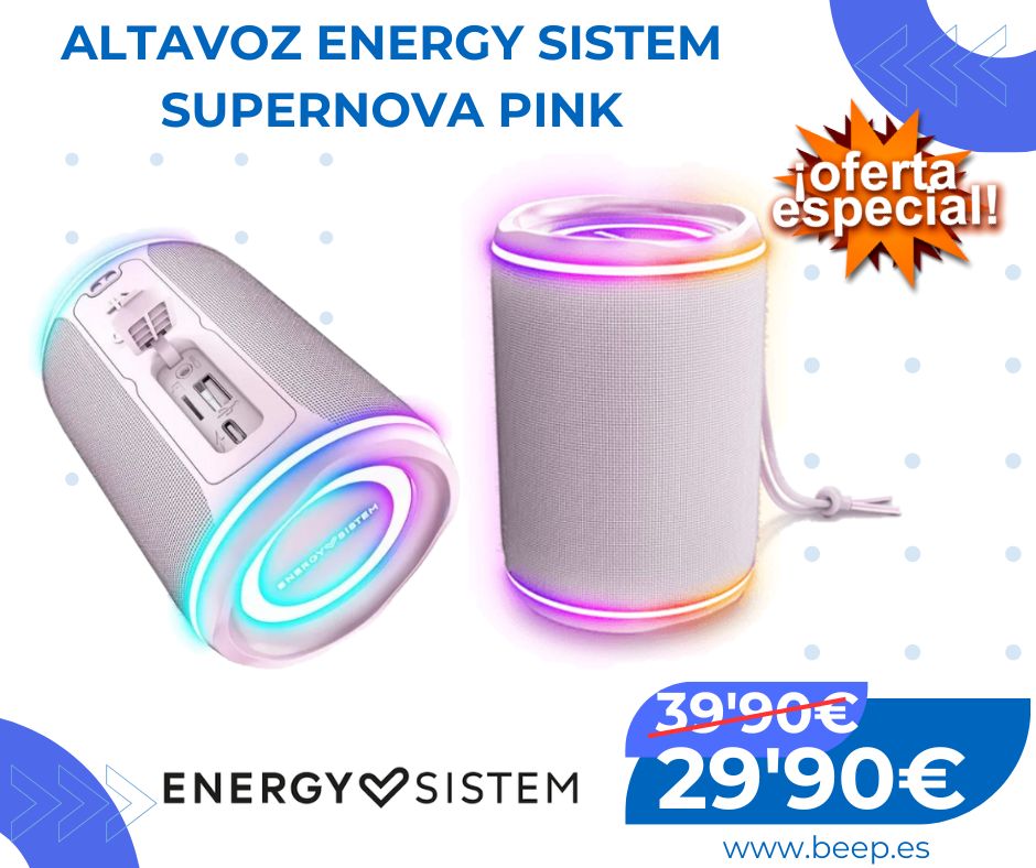 👉 OFERTA ESPECIAL  
🎶 Altavoz Energy Sistem  #SUPERNOVA pink disponible en Beep Monforte del Cid 
ANTES: 39'90€
AHORA: 29'90€
* Unidades limitadas *
** Sólo stock en tienda **
#oferta #especial #Altavoz #BT #Energysistem #Supernova #pink #RGB #ilovetech #iloveblue #iloveBEEP
