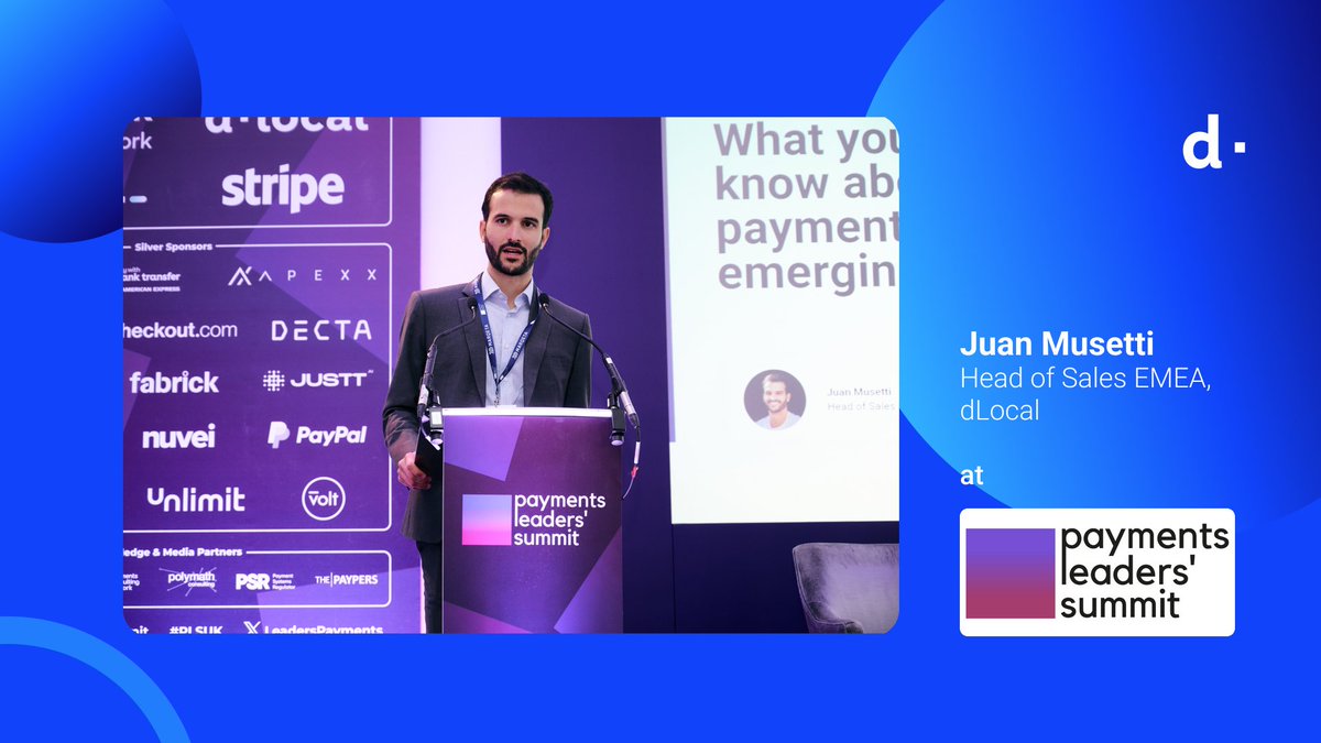 Thank you #PaymentsLeadersSummit, for an exceptional experience in London! Our Head of Sales EMEA, Juan Musetti, captivated the audience with insights into #dLocal's commitment to unlocking the potential of #emergingmarkets. #PLSUK2024 #payments #wininemerginmarkets 🌍💳