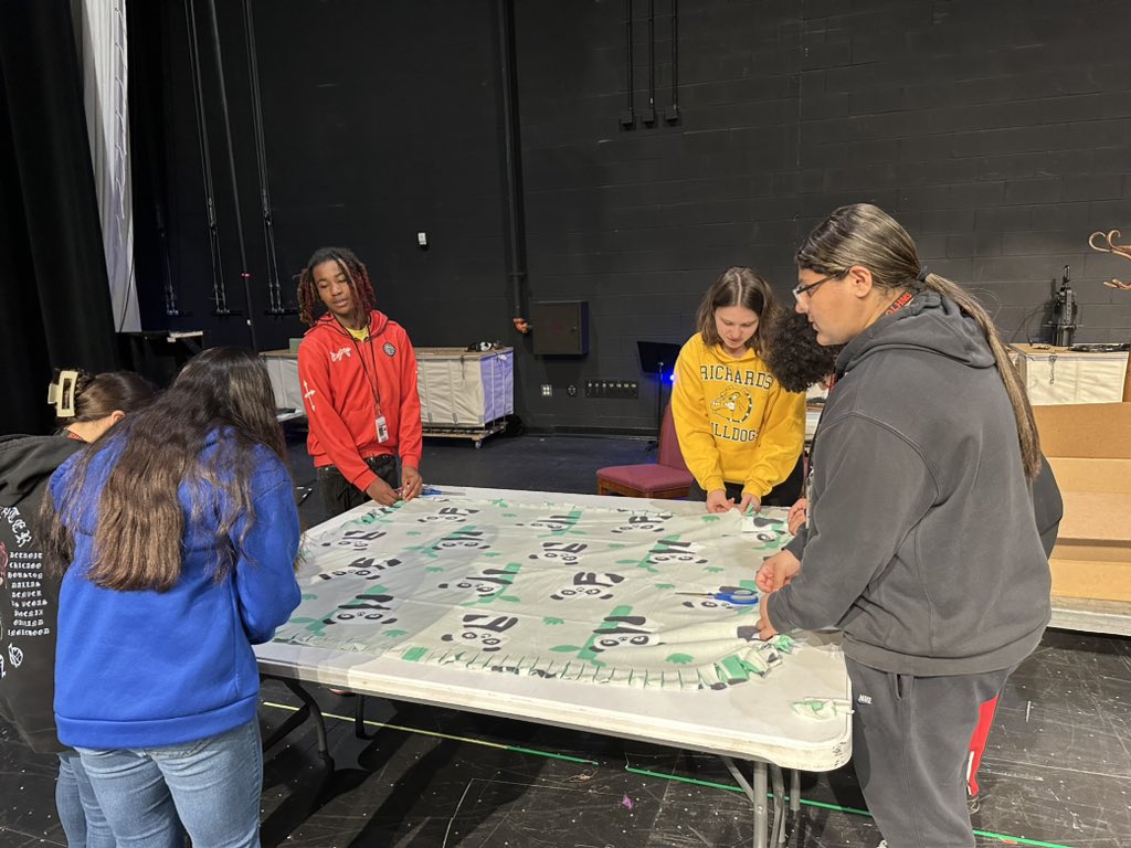 #OLHMS students making blankets for Service Day. #OLHMServes