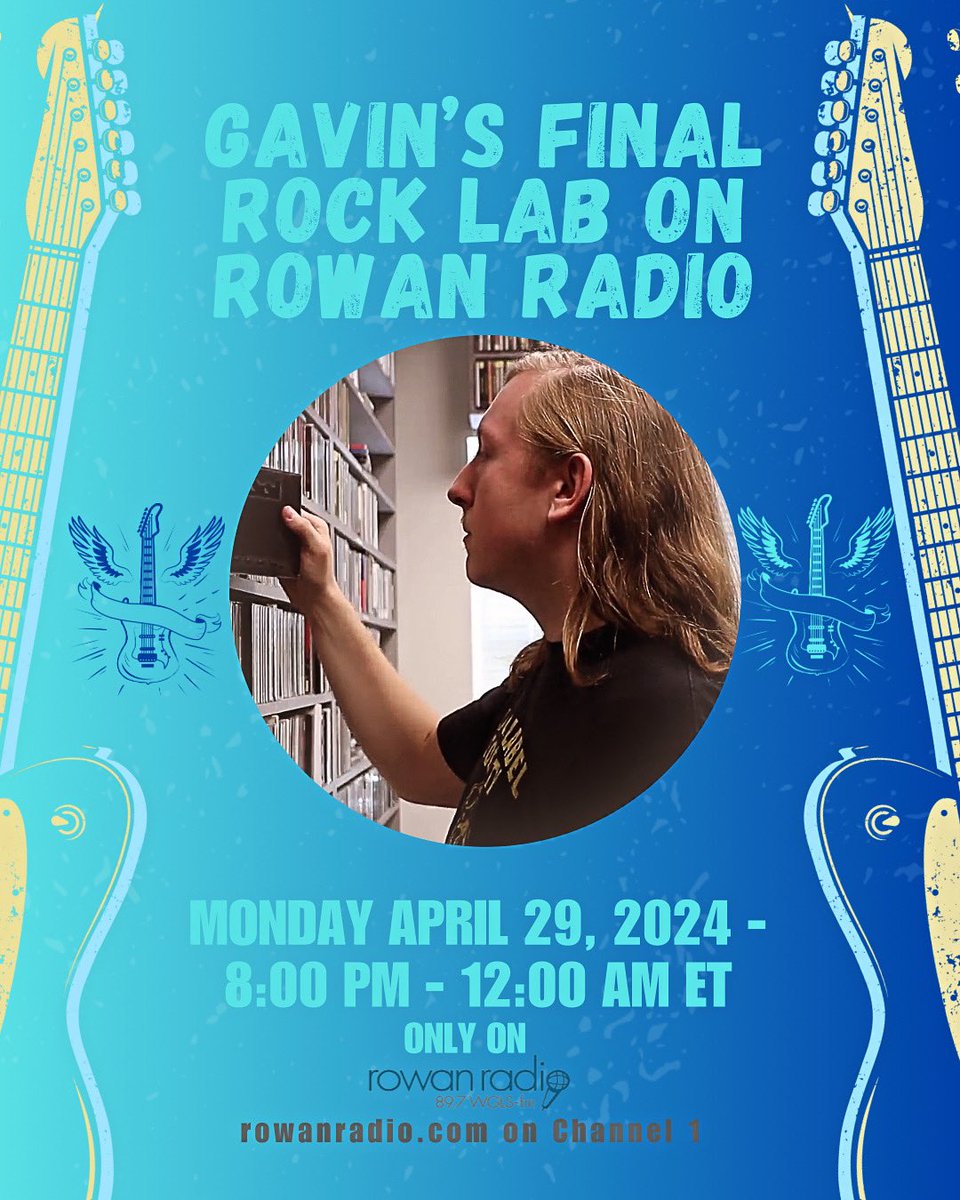 Gavin’s Final Rock Lab on Rowan Radio will be on Monday April 29. Tune into Rowan Radio 89.7 WGLS-FM Channel 1 from 8 PM to 12 AM for nonstop Rock music! You can also listen by visiting rowanradio.com #rowanradio #collegeradio #rowanuniversity #rowanproud #rockmusic