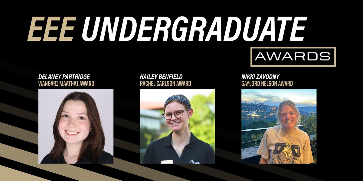 Congrats to Delaney Partridge, Hailey Benfield, and Nikki Zavodny for their #Purdue EEE Scholarship Awards! Watch their winning videos and read more about the historic figures who inspired their awards here: bit.ly/EEEUndergradAw… #PurdueEEE #BoilerUp