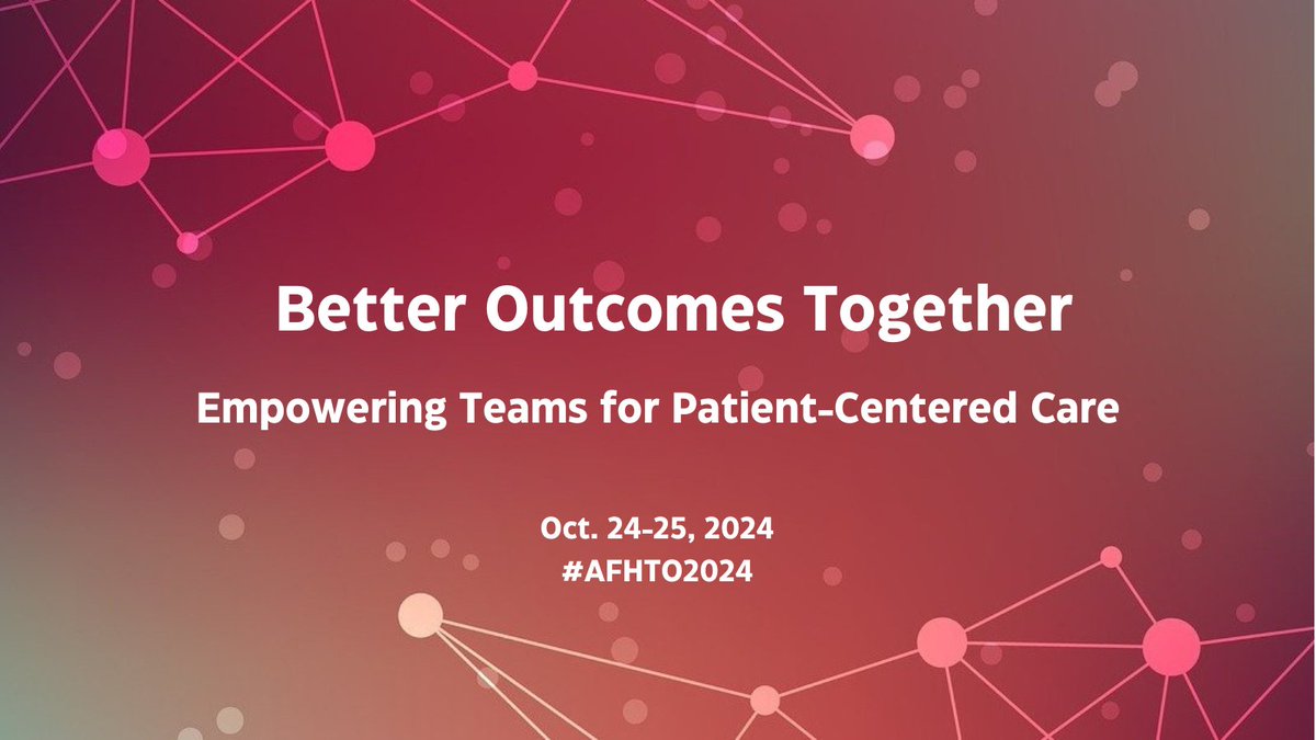 Today's the deadline to join a working group and/or Bright Lights review committee for #AFHTO2024. Come behind the scenes and be the first to learn about new developments in the field. Working group members also receive a $65 discount. surveymonkey.com/r/2024AFHTOvol…