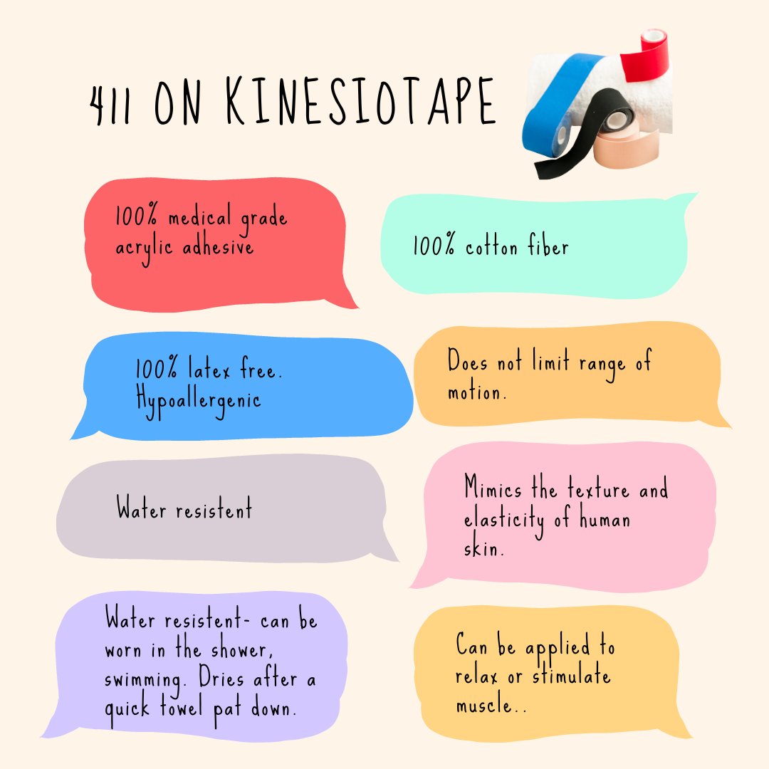 Kinesiotape is an adjunct tool in physical therapy used to help: 👉🏽reduce inflammation 👉🏽decrease pain 👉🏽re-educate the neuromuscular system 👉🏽promote healing 👉🏽prevent injury #physicaltherapy #orthorehab #chronicpain #inflammation #pelvicptnyc #pelvichealthpt