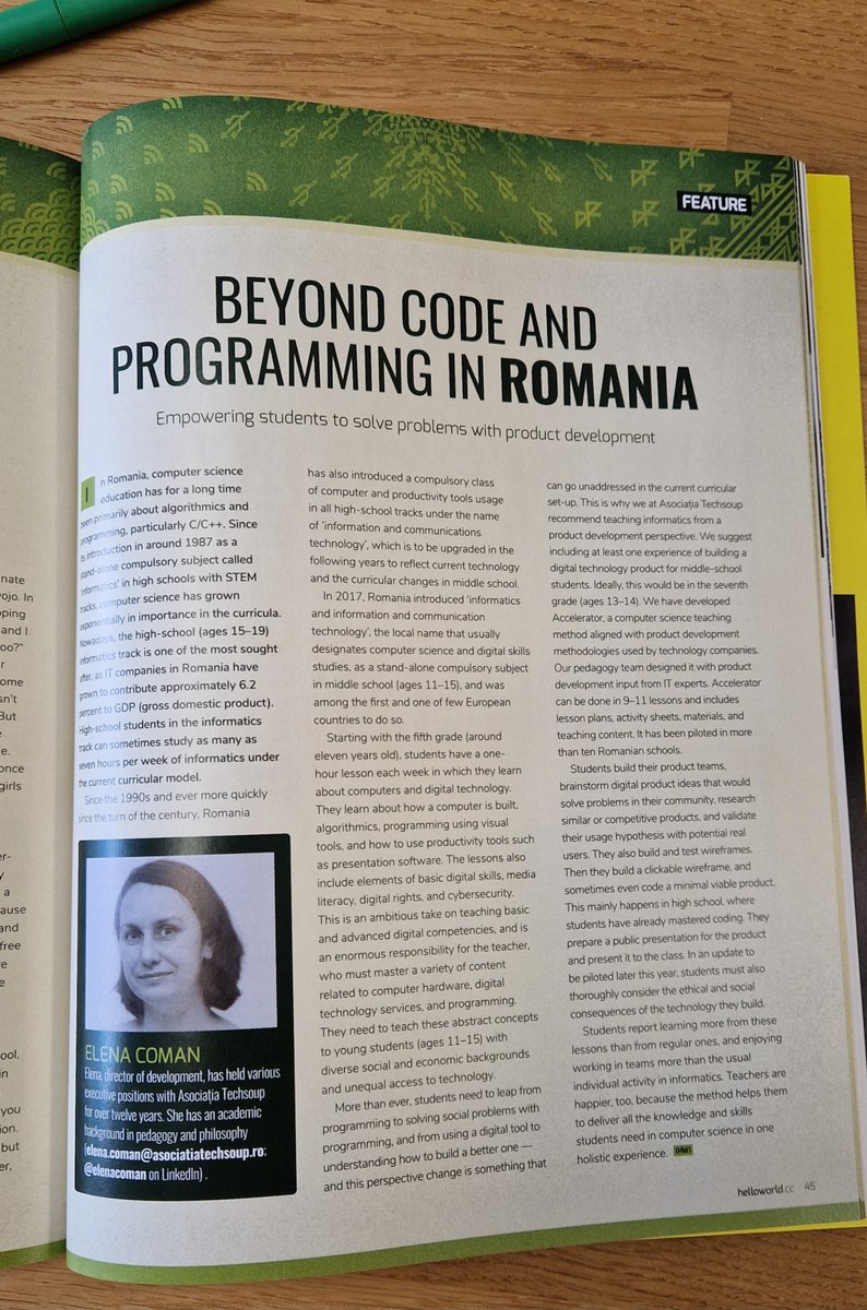 Happy Friday teachers! Have you got round to reading your copy of Issue 23 yet? 📖 It's full of interesting articles from across the world! Including Elena Coman's article on page 45, on how using product development methodologies can help with #CSEd 🔗 rpf.io/hw23