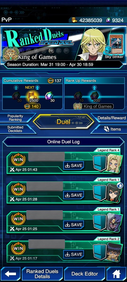 #KoG de abril con #SkyStriker
#DuelLinks #YuGiOh