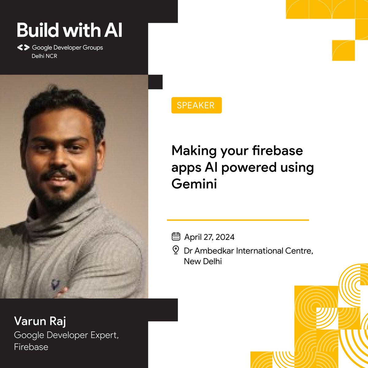 Varun Raj - AI-Powered Firebase Apps: What's good, Firebase fam? 🔥 Varun Raj, a certified Firebase Google Dev Expert, is about to blow the roof off this place by infusing your beloved apps with the limitless potential of Gemini.
