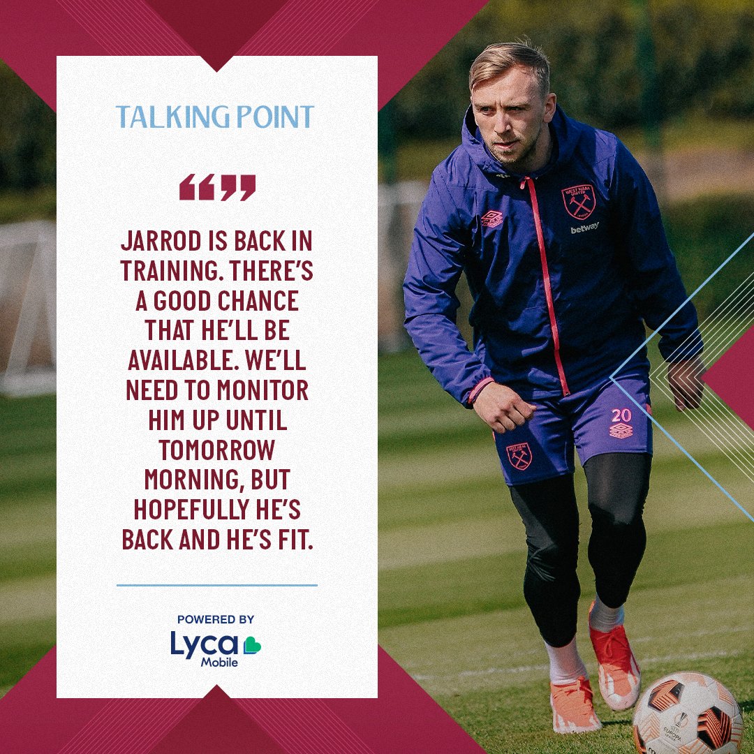 David Moyes confirms that Jarrod could be set to make his 200th appearance for the Club tomorrow ⚒️

#TalkingPoint with @LycamobileUK 📞