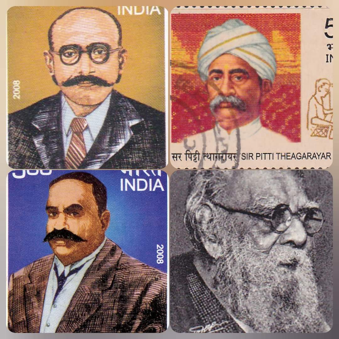 Justice Party

The Dravidian Representation from all 4 states.

100 years ago!

Dr.Natesan - Tamil
Sir Pitti Thiyagarayar - Telugu
Dr.T.Madhavan Nayar - Malayalam 
Periyar.E.V.Ramasamy- Kannada