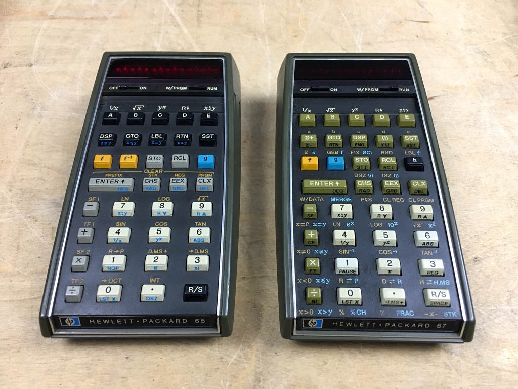 The HP-65 calculator and its successor, the HP-67, released in 1974 and 1976 respectively. 50 years of programmable pocket-sized gadgets, used for everything from game development by the future president of Nintendo, to on-board spaceflight calculations for Apollo-Soyuz.