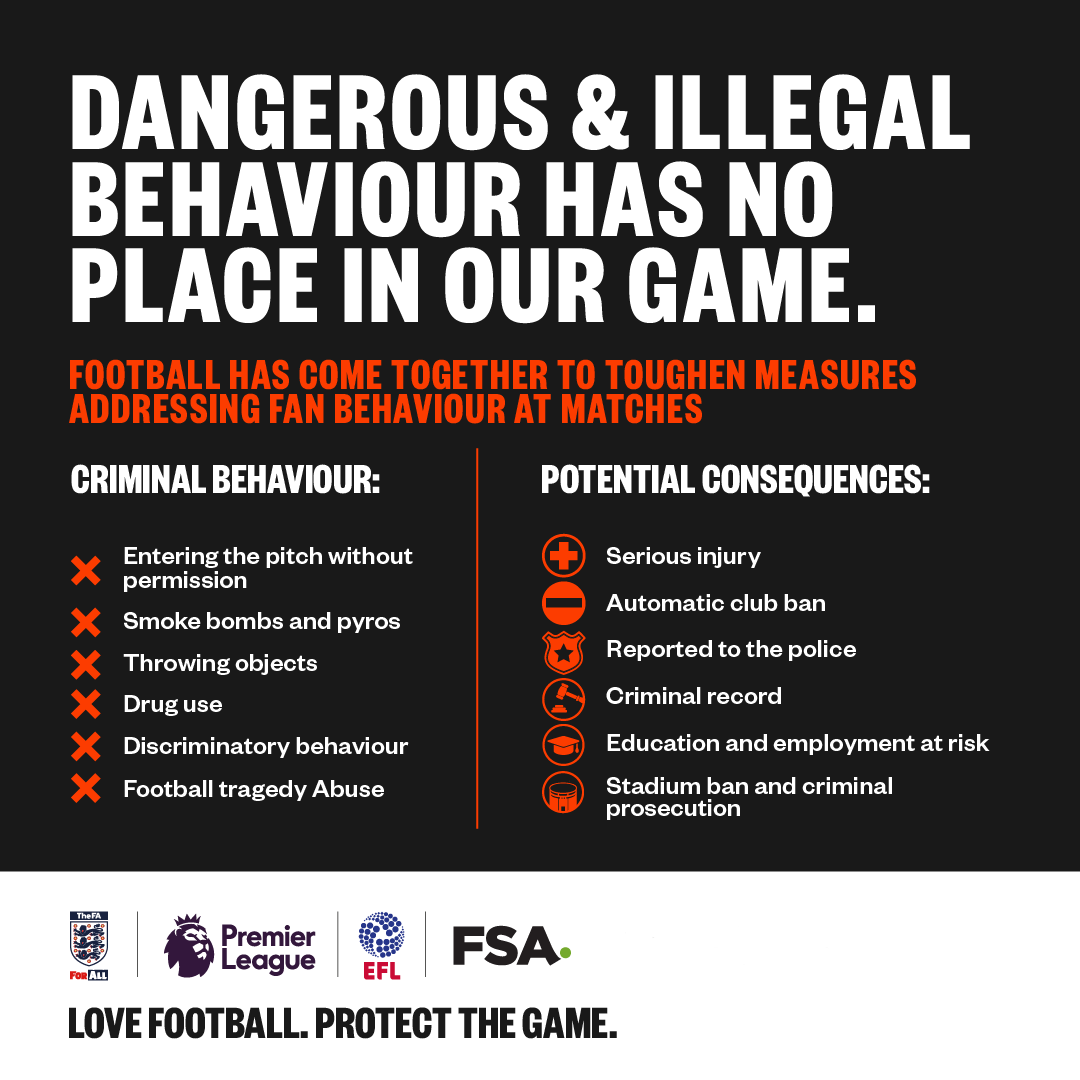 Show your pride and passion - in the right way. 

Football should be a safe and enjoyable experience for everyone. 

@EFL | #LoveFootballProtectTheGame