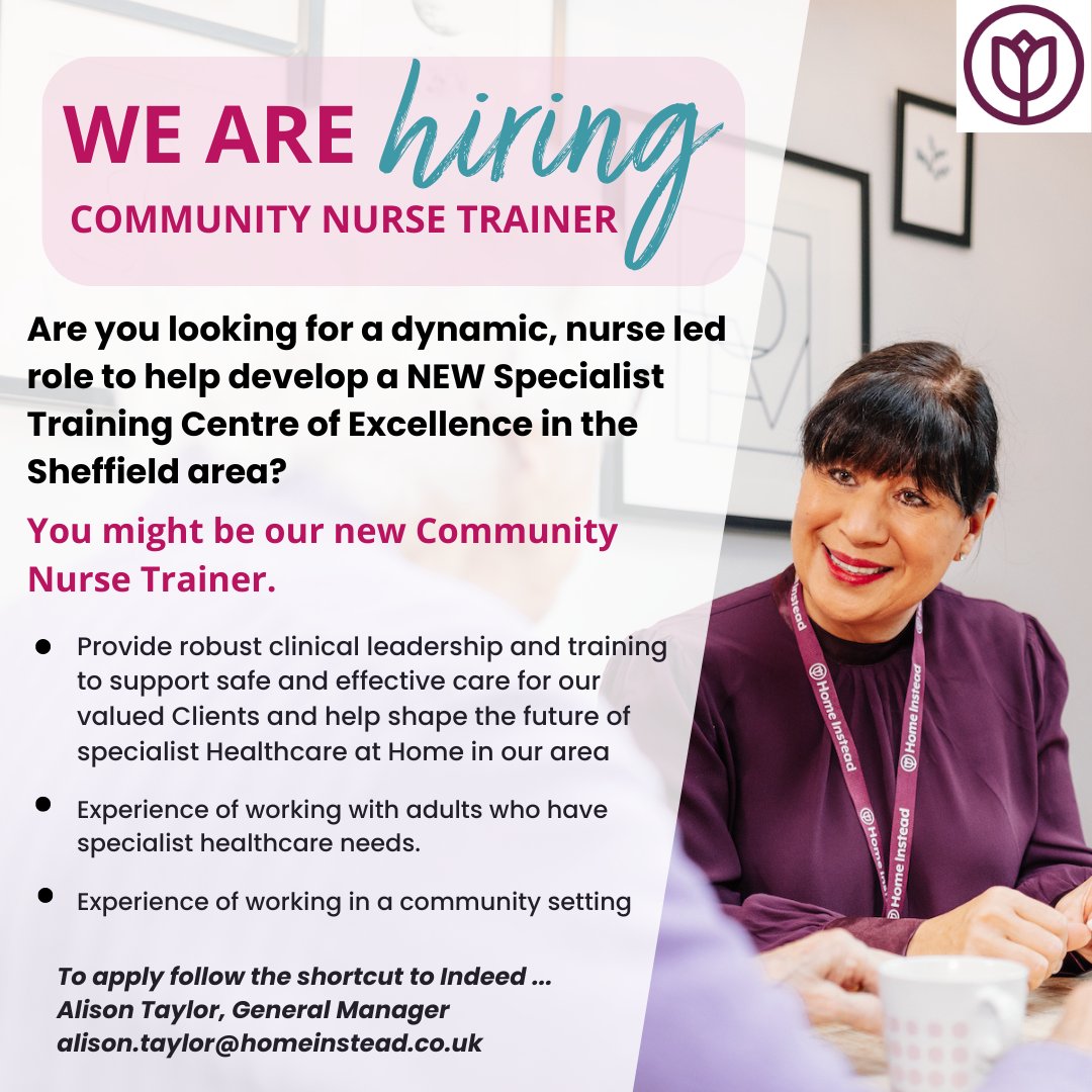 🩺 For more information and to apply, please follow this link: go.homeinstead.co.uk/4aSZ2hf 

#HomeInsteadSheffield #CareRecruitment #CareerinCare #CommunityNurse