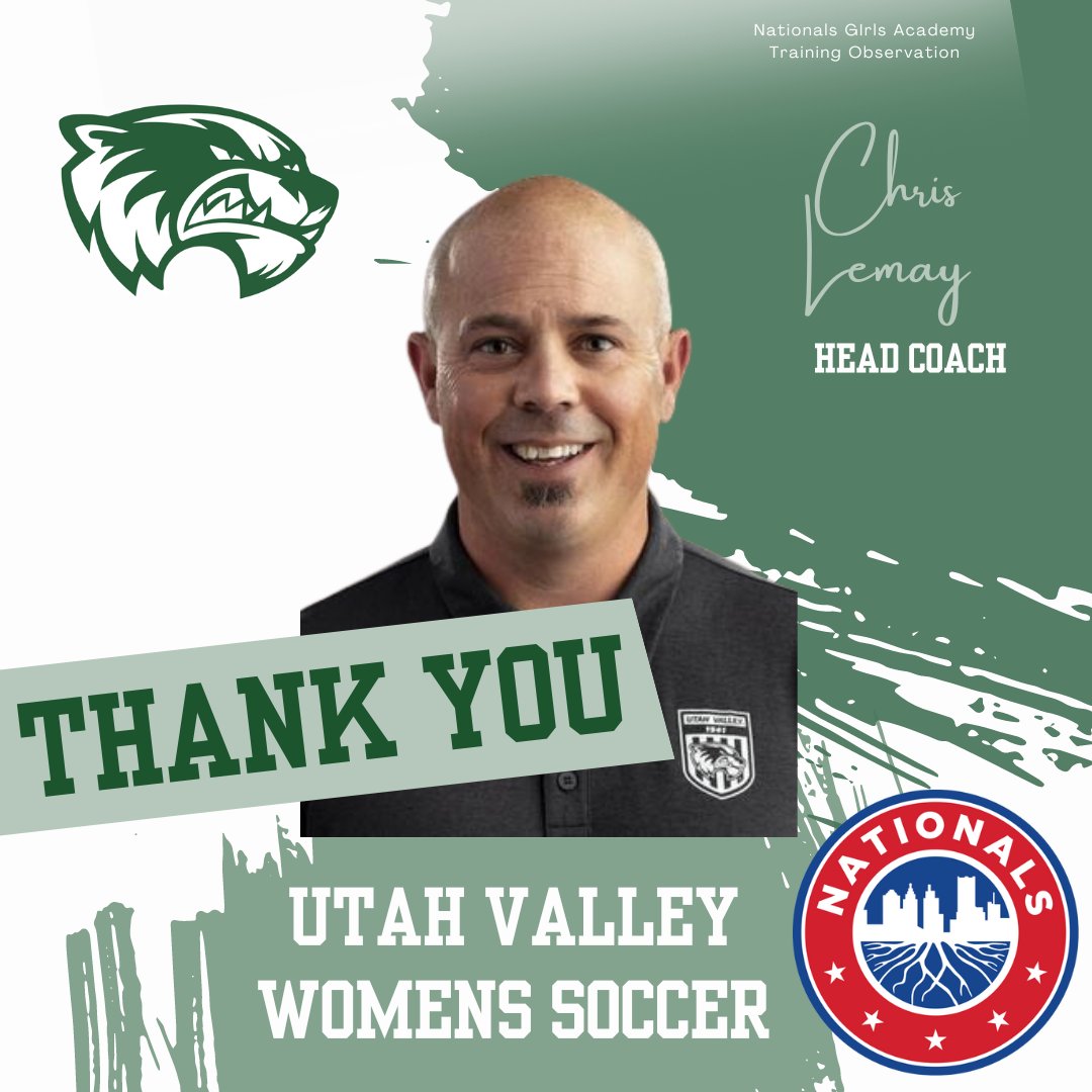 A big thank you to @UVUwsoc Head Coach, Chris Lemay, for coming out to #TheBallerFactory last night and observing our @NationalsGA 2005/06, 2007, 2008 & 2009 squads. We are thankful for your time, safe travels back to Utah and we will see you soon! #TheNationalsWay…