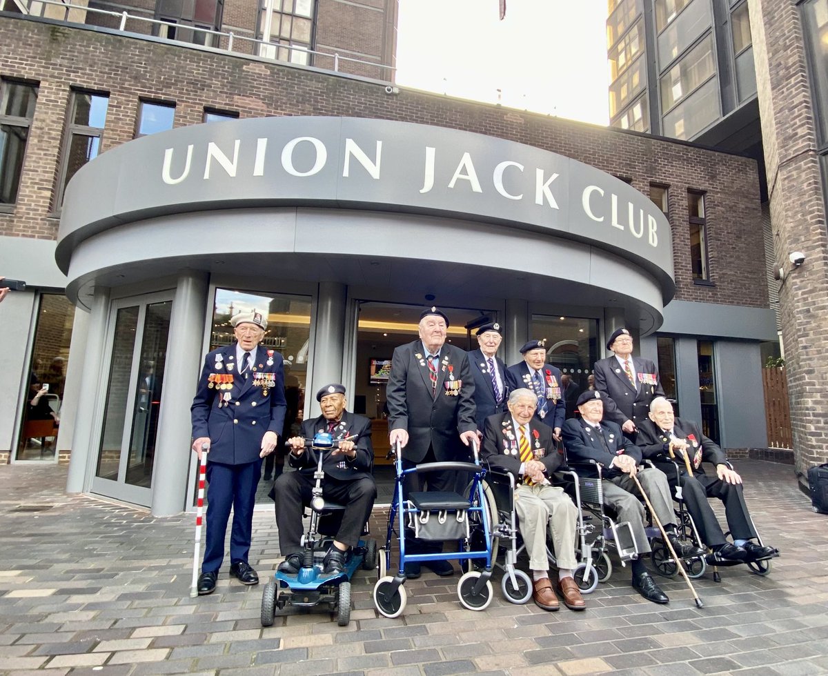 Nine Normandy Veterans aged 98-103 gathered today at the @unionjackclub for a final gathering ahead of #DDay80. Credit - @JaneFranklin99 @ForcesNews