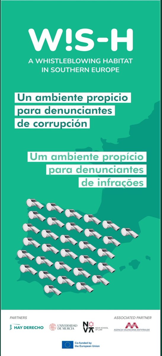 Aporto desde hoy mi experiencia, como representante español, en el  proyecto #WiSH, coordinado por <a href="/HayDerecho/">Fundación Hay Derecho</a> y cofinanciado por la 🇪🇺 <a href="/EU_Commission/">European Commission</a>: crear un entorno propicio para la protección de los denunciantes de corrupción en 🇪🇸 España y 🇵🇹 Portugal.