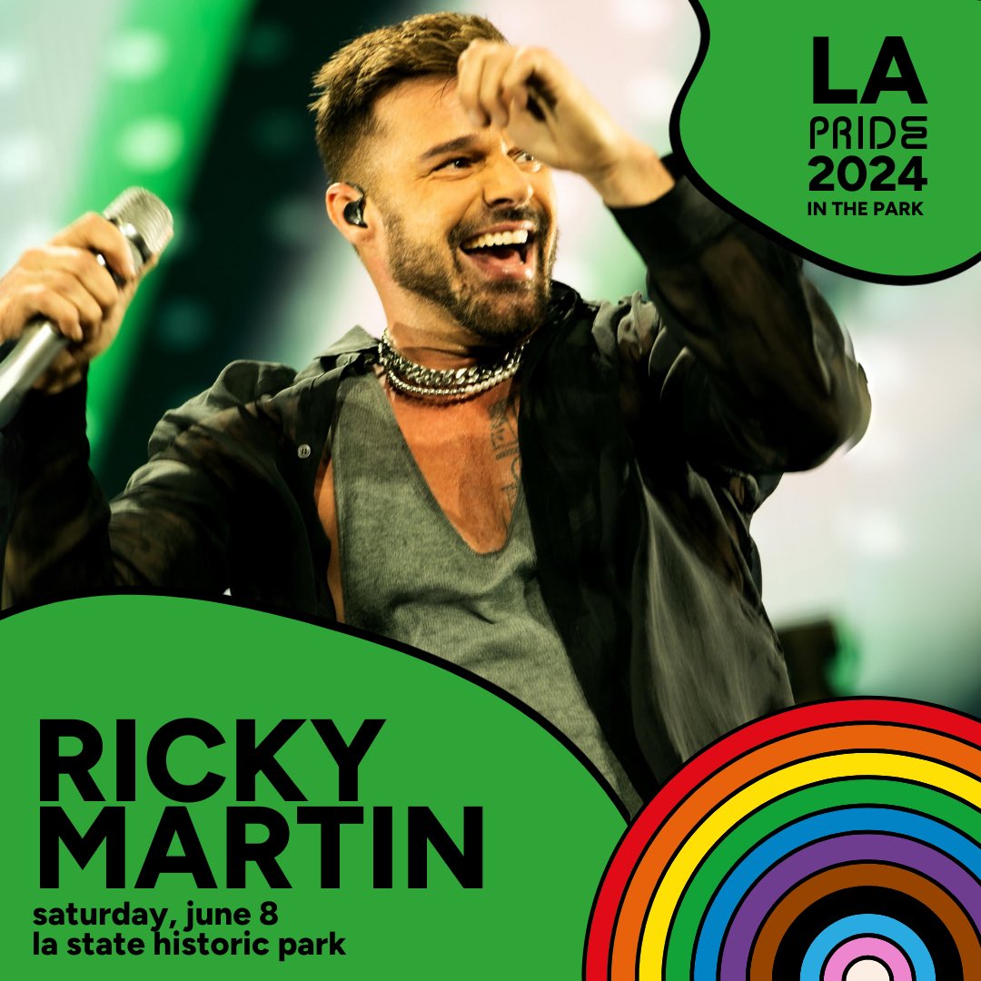 THIS JUST IN: @ricky_martin is our LA Pride In The Park headliner for 2024!!! 🎫: shorturl.at/ejkoM