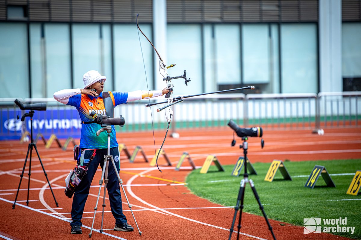 #ArcheryWorldCup Stage 1: India's Jyothi Surekha Vennam and Abhishek Verma storm into the compound mixed team final in Shanghai. 

Jyothi is already in the hunt for a hat-trick of top podium finishes as she has advanced to the women's compound section final and the Semi-final of…