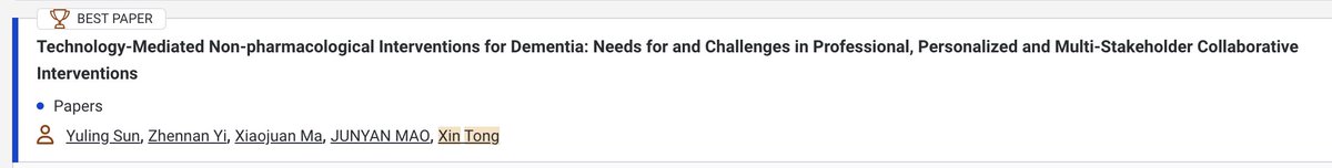 Feeling excited🥳 that one of our papers received the best paper award from #CHI2024. Congrats to my amazing co-authors, look forward to meeting more HCI researchers, and see you everyone at Hawaii next month! 🏄‍♀️🏄‍♂️🏄