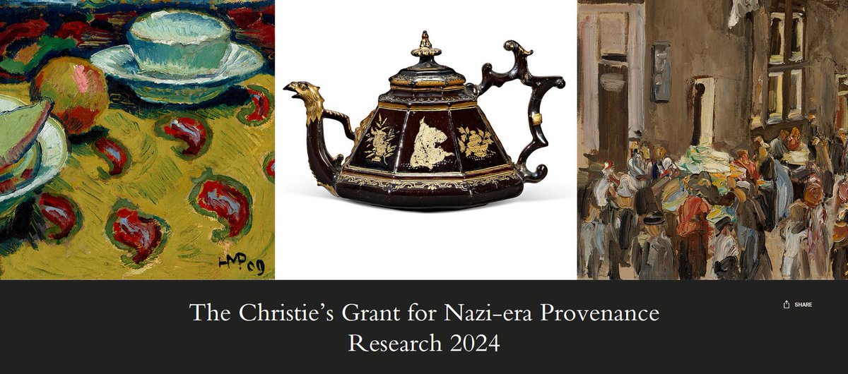 🚨 Pour la 2e année, @ChristiesInc propose quatre bourses de recherche à destination des universitaires dont les travaux étudient la #provenance des œuvres d'art pendant la période du nazisme. 🗓️ Deadline: 30 juin christies.com/en/events/the-…