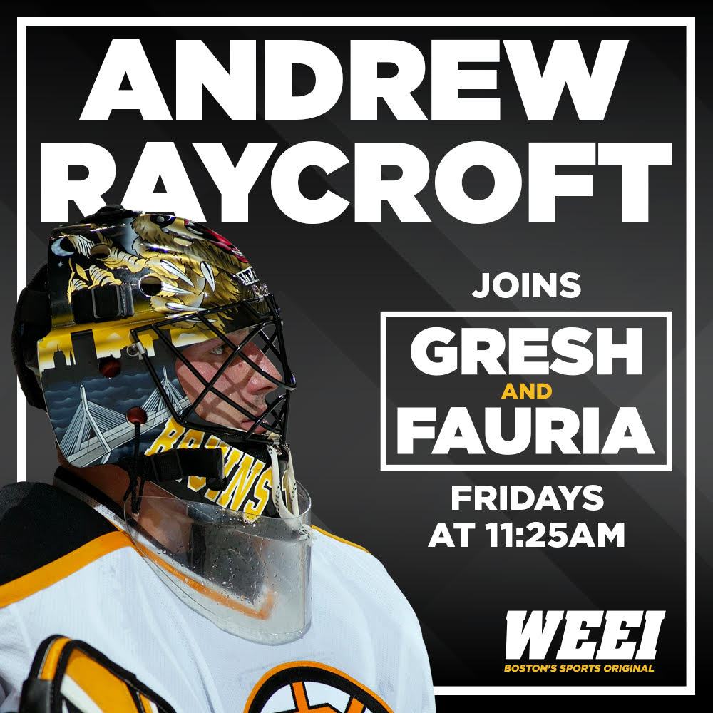 NESN’s Andrew Raycroft (@AndrewRaycroft) joins the show now! @TheRealGresh @christianfauria @WEEI LISTEN: weei.com/listen WATCH: twitch.tv/bostonweei