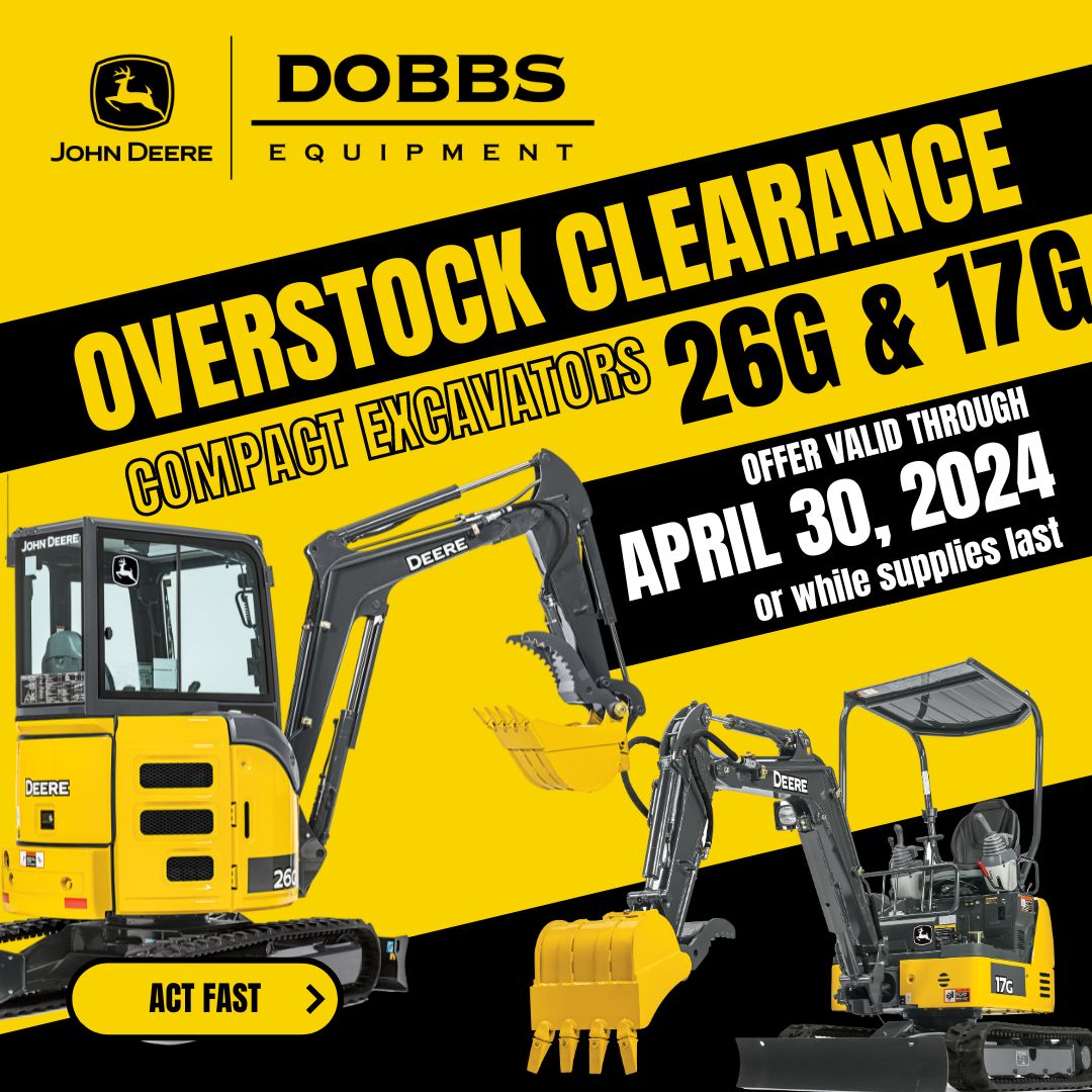 🚨 URGENT ALERT: Overstock Clearance Sale on John Deere Compact Excavators! Don't miss out on these massive savings! 

💥 Act fast before they're gone!  

🔗 dobbsequipment.com/overstock-clea…  

#ExcavateSmart #JohnDeere #JohnDeereDealer #OnTheJob #Construction #DobbsEquipment