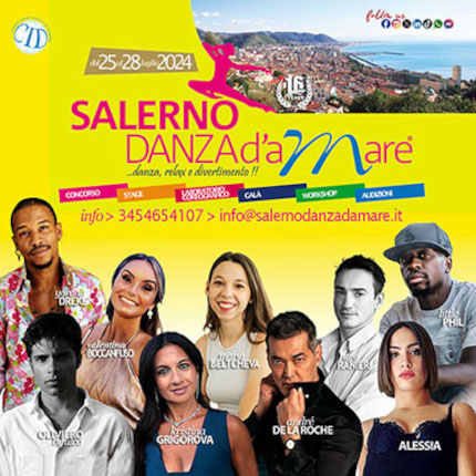 da 25/07/2024
a 28/04/2024
SALERNO DANZA d’aMare
LUOGO: Via G. Vestuti, Salerno
CITTA': Salerno

CONSULTACI
🖥️
LE NOSTRE PROPOSTE

weekendinpalcoscenico.it

EVENT LINK
weekendinpalcoscenico.it/portale-danza/…

CONTACT
Enrico 335 7778443
info@weekendinpalcosce.it