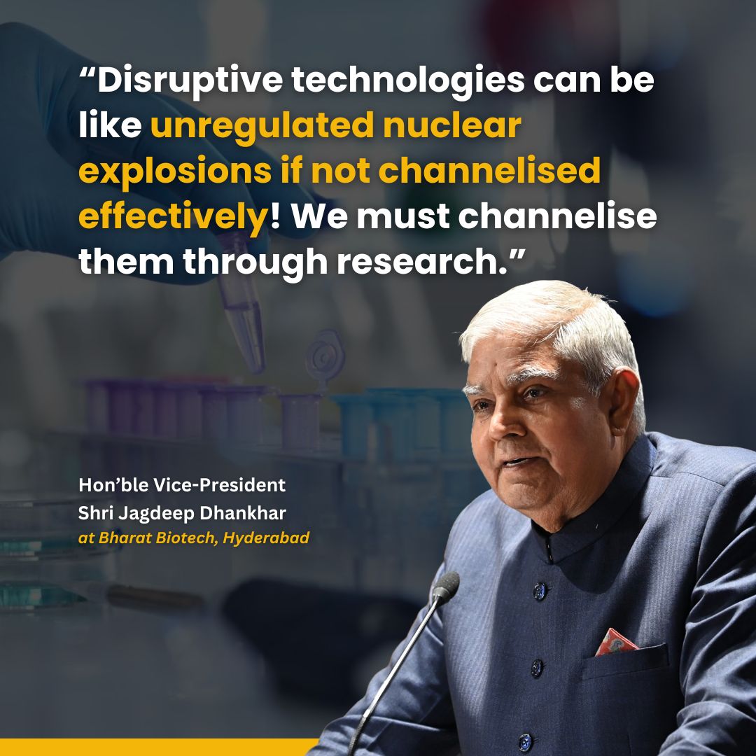 Disruptive technologies can be like unregulated nuclear explosions if not channelised effectively! We must channelise them through research. @BharatBiotech