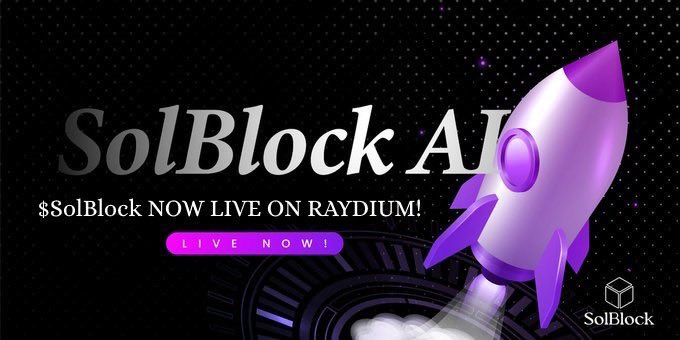 🚀 SolBlock AI: $SolBlock utility token live on Raydium and tradeable now! Official contract address: 3gxEC9N9SGgoaRiey3AkbynbHcHsdmgrKDQf31zsiJvm Introducing SolBlock AI, the artificial intelligence (AI) driven community town square and DeFi launchpad on Solana. Beta demo